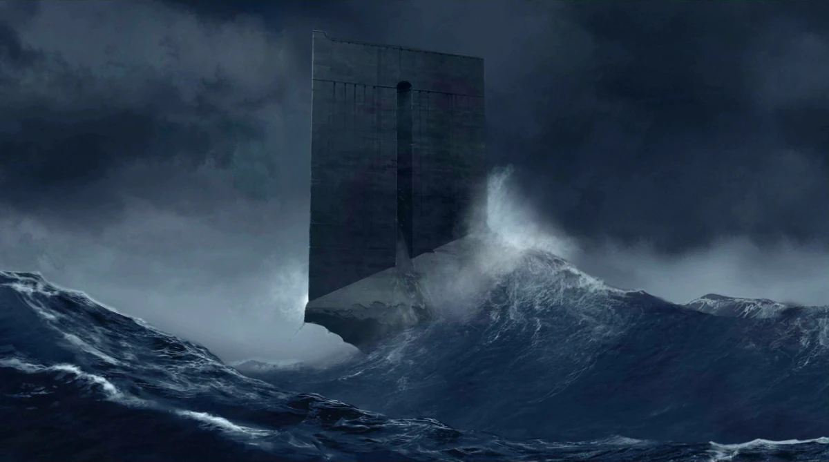 Azkaban prison. A tall grim building sitting in the middle of the ocean.
