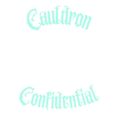 A logo for Cauldron Confidential - Basically a cauldron logo with fancy text.