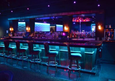 a neon lit bar.