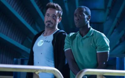 An image of Tony Stark and James "Rhodey" Rhodes in Iron Man 3