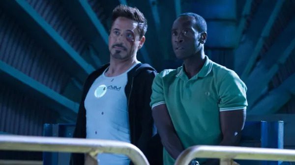 An image of Tony Stark and James "Rhodey" Rhodes in Iron Man 3