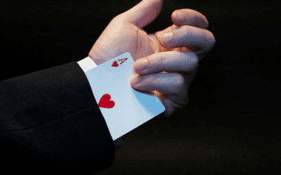 an image of a man with a magician with a ace up his sleeve